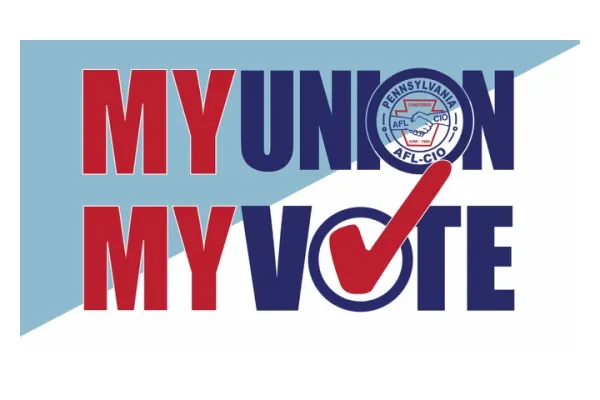 My Union My Vote in red and blue letters on blue/white background