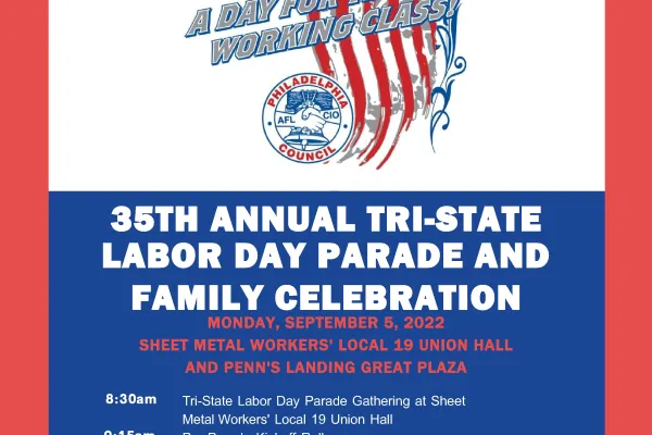 Labor Day 2022 flyer with red, white and blue colors