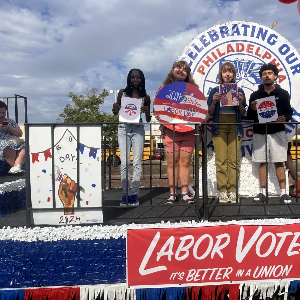 students on float